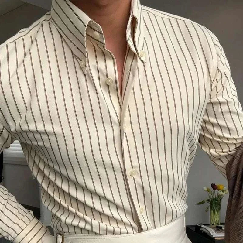 Antonios British tuxedo striped shirt for men in elegant style.