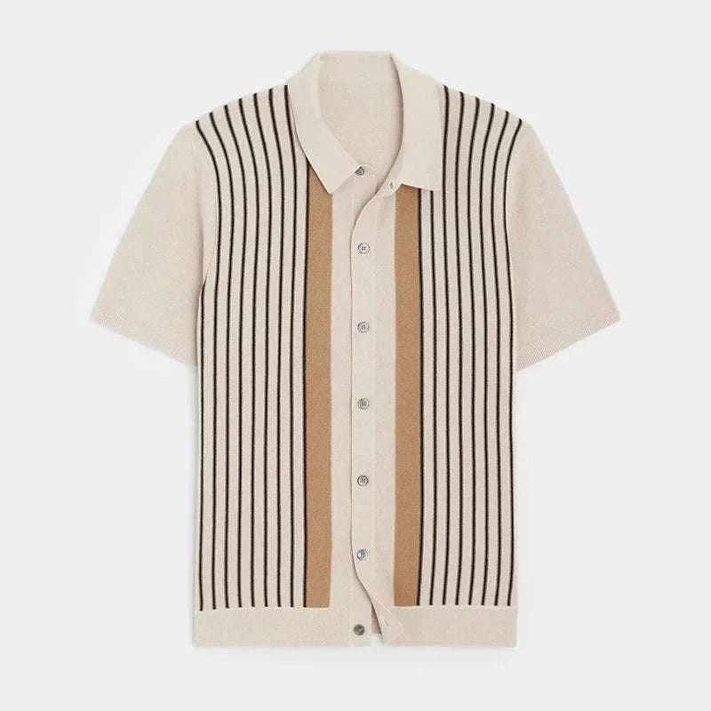 Summer retro short sleeve shirt with vintage stripe design.