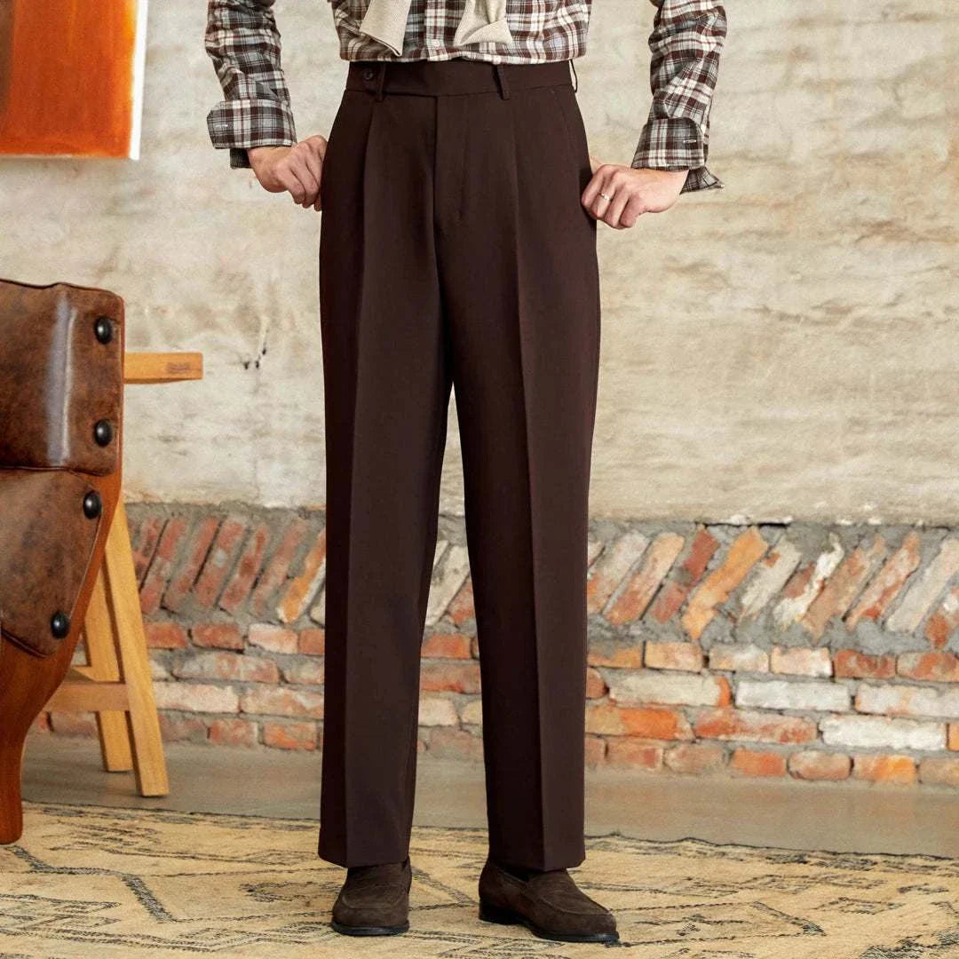 Italian straight style elegant pants made of polyester for a sophisticated look.