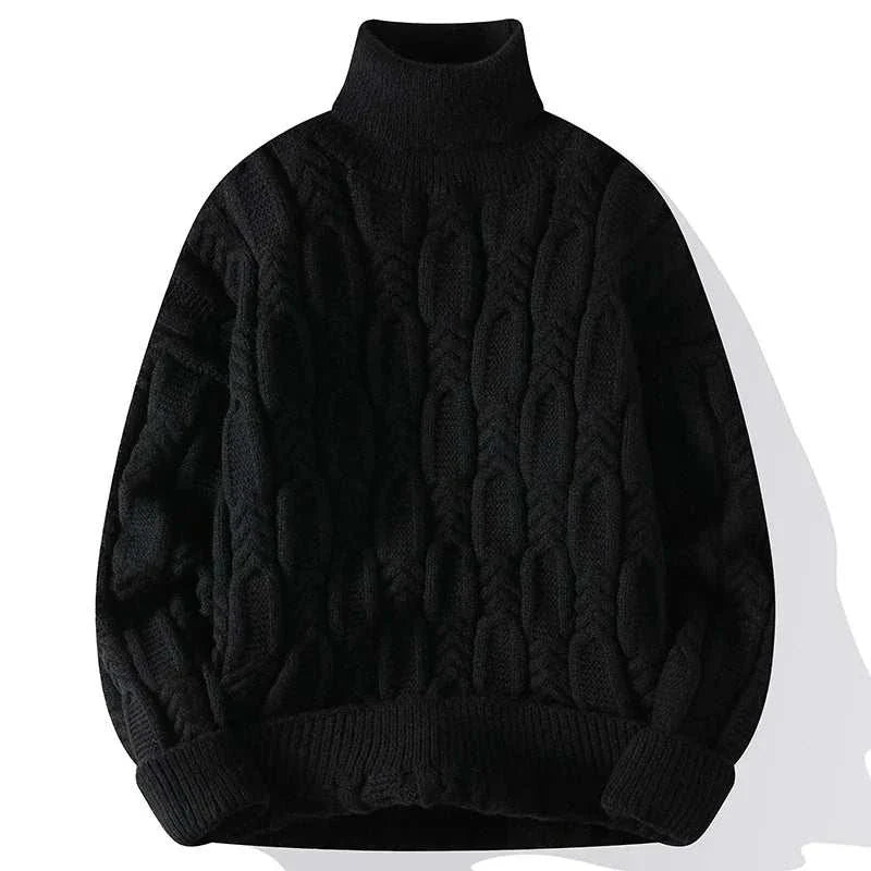 Juku winter sweater in black, premium quality, solid pattern, warm men's clothing.