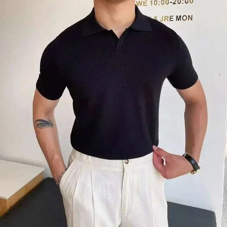 Japanese summer regular fit t-shirt with v collar for men.
