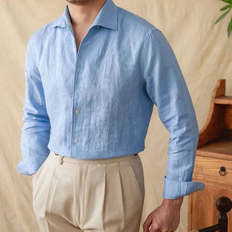 Linen elegant long sleeve shirt for men.