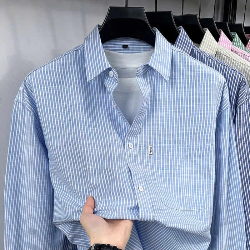 Santorini linen striped shirt