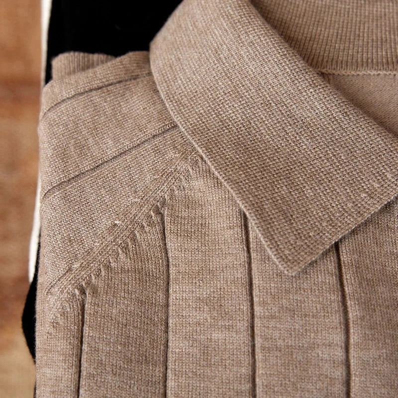 Men's Woolblend Sweater Italian Old Money in Beige, Cozy and Stylish Design