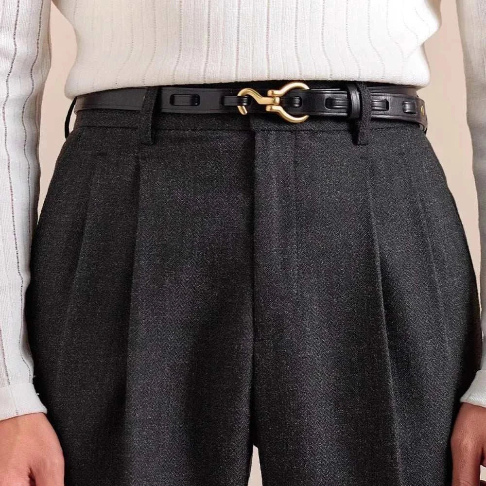 Antonios classic business pants in British tailored fit, polyester and viscose blend, smart casual style.