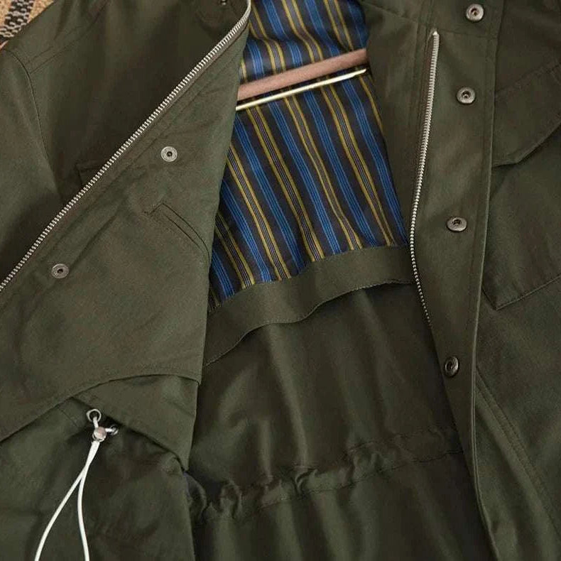 British old money jacket inner lining detail, high-quality cotton, elegant design.