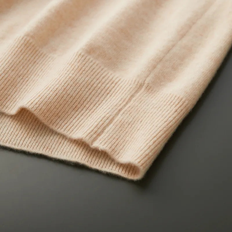 Antonios Pure Wool Sweater in beige color, showcasing premium quality fabric and solid pattern.