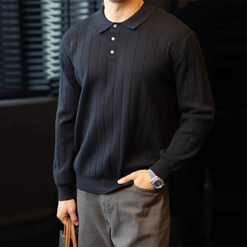 Luxury knit polo sweater