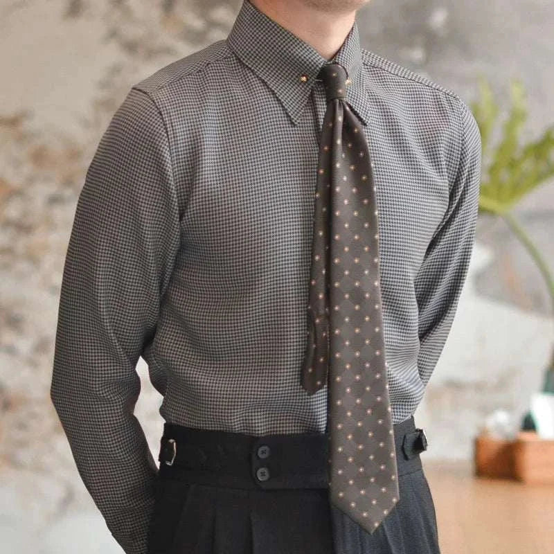 Office tuxedo long-sleeve shirt, stylish and professional.