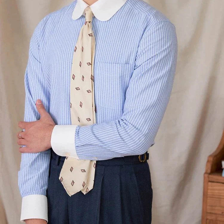 Antonios striped cotton business shirt for men, comfortable and professional.