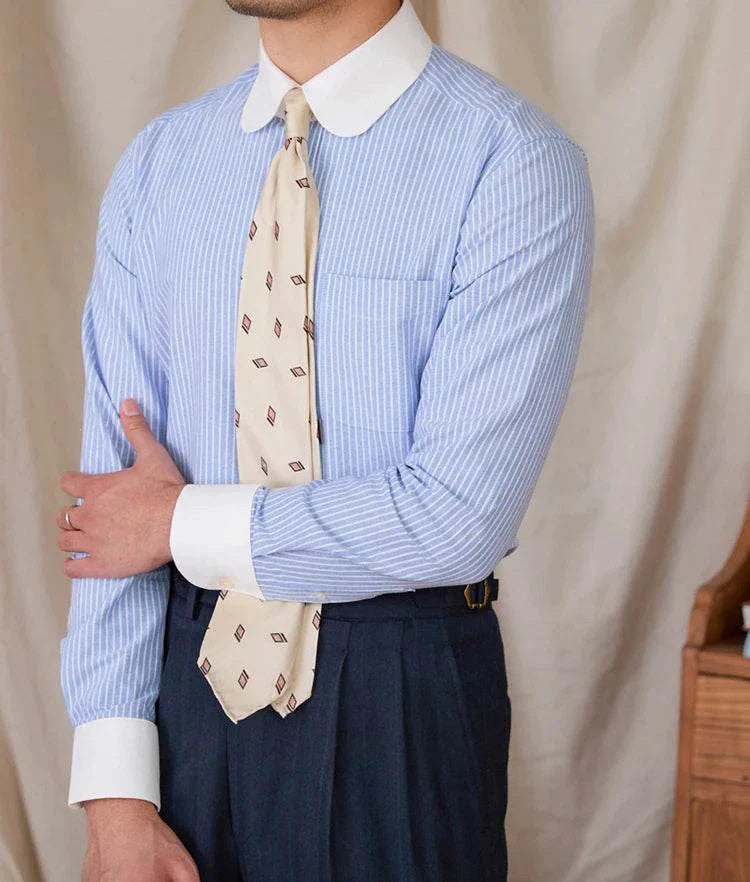 Antonios striped cotton business shirt for men, comfortable and professional.