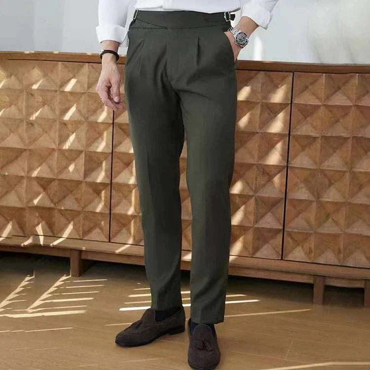 Elegant British suit pants in high-quality polyester, ideal for formal occasions.