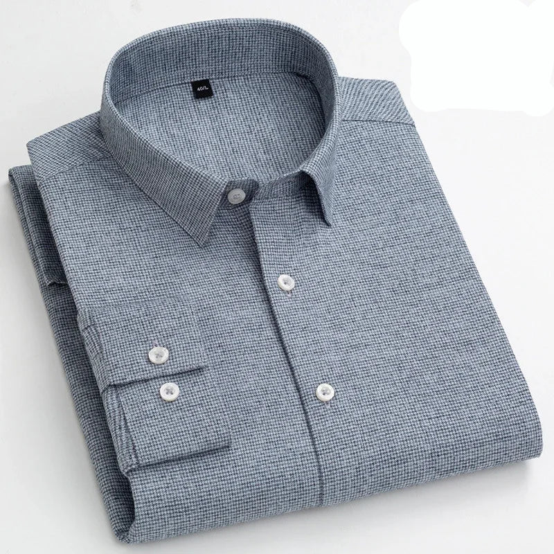 Luxury 100% cotton casual long -sleeve shirt