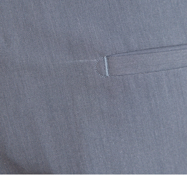 Close-up of fabric detail on High Waist Business Trousers in grey.