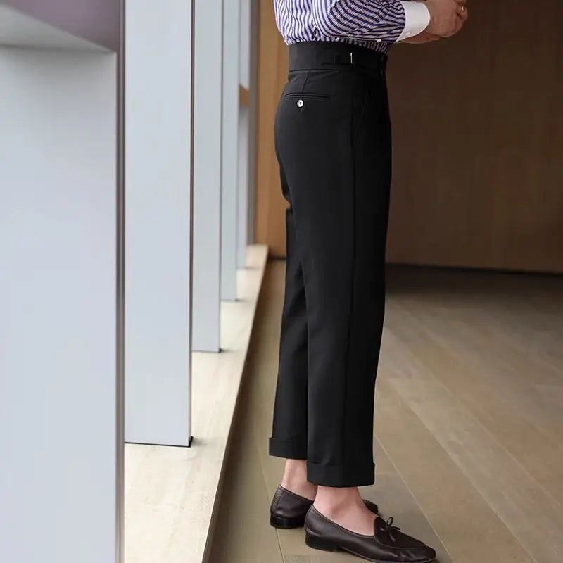 Straight business high-waist trousers