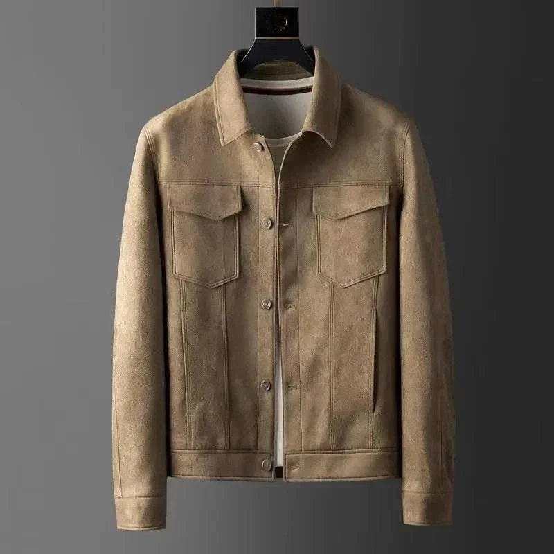 Men's British business leather jacket in high-quality suede, perfect for a stylish and professional look.