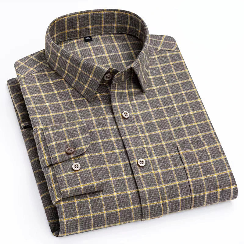 Luxury 100% cotton casual long -sleeve shirt