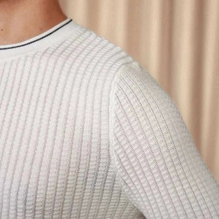 Men's winter wool sweater, ribbed with premium wool, perfect for cold weather.