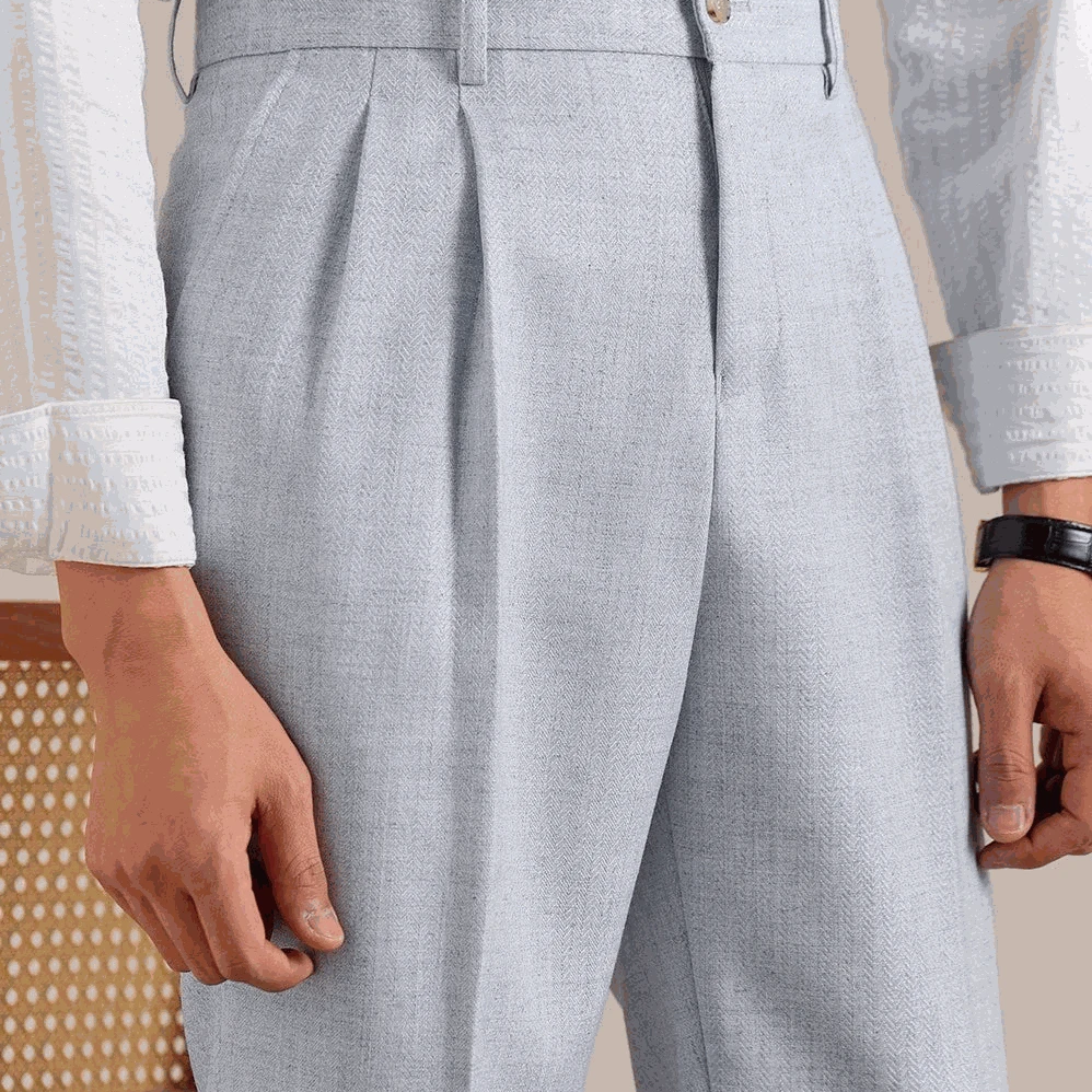 Antonios classic business pants in british tailored fit, polyester and viscose blend, smart casual style.