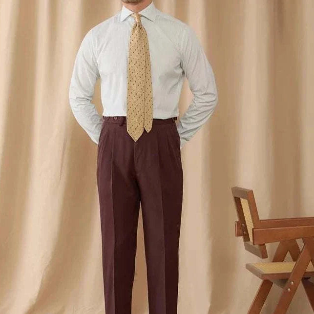 Business slim fit long sleeve premium shirt on model in formal setting.