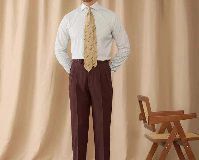 Business slim fit long sleeve premium shirt on model in formal setting.