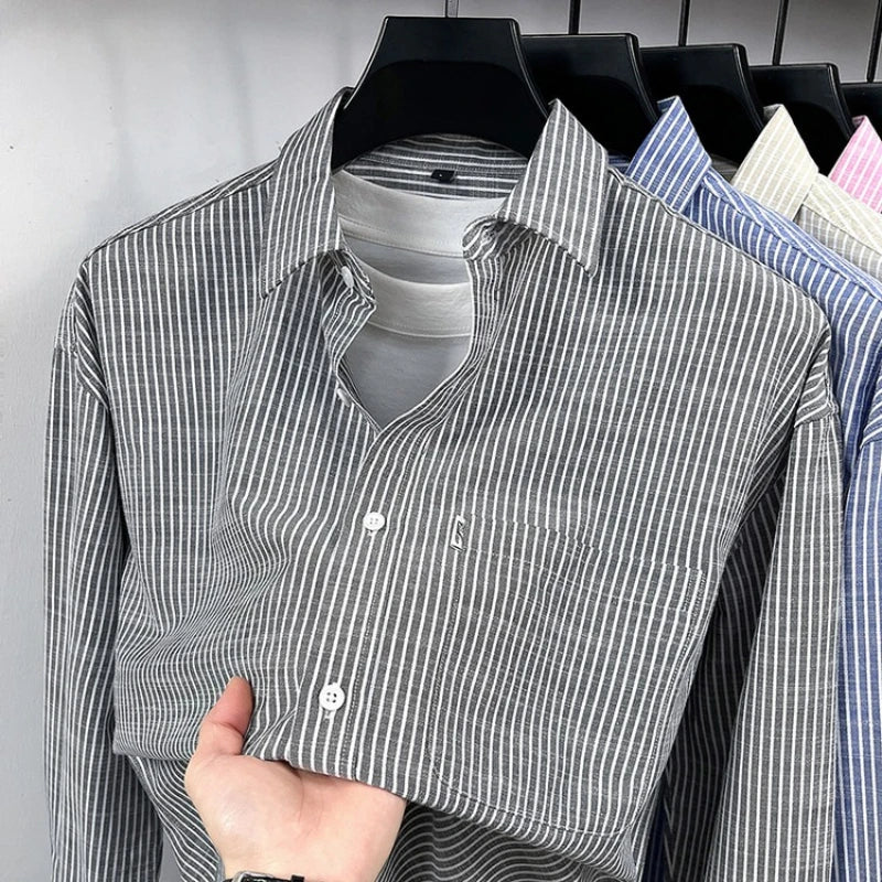 Santorini linen striped shirt