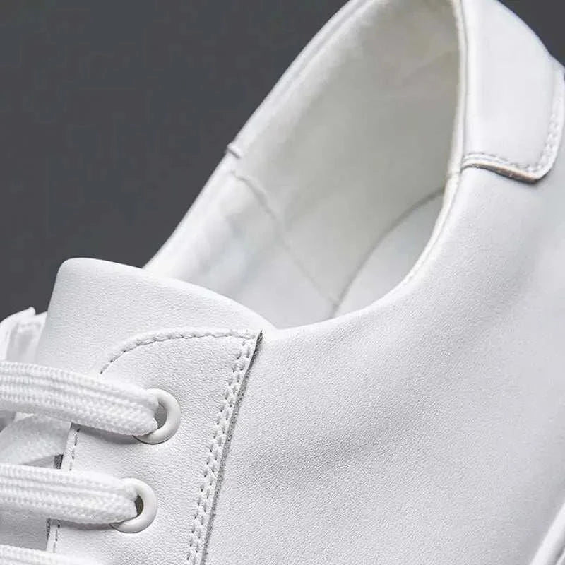 White LUXELY office leather shoe, casual men's footwear for style and comfort.