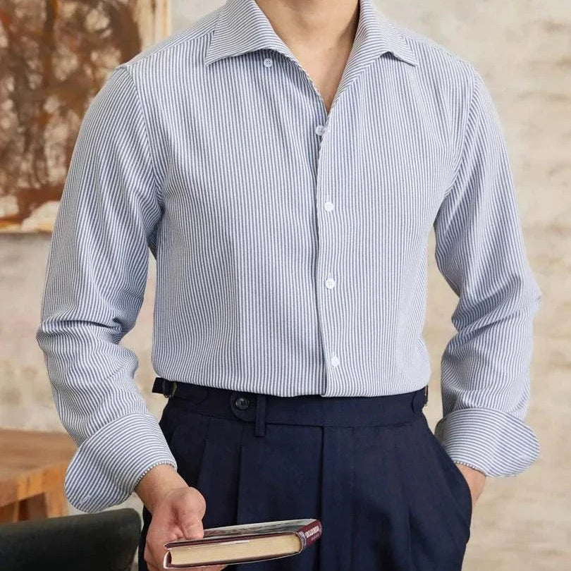 Vintage Italian long sleeve shirt in soft cotton, classic style.