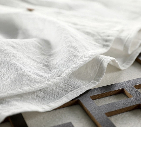 Maurice Solid Shirt, high-quality cotton linen fabric close-up.