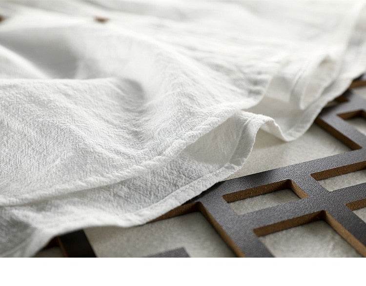 Maurice Solid Shirt, high-quality cotton linen fabric close-up.