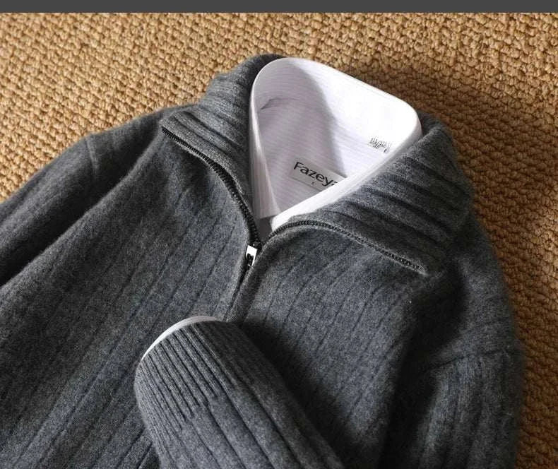 Antonios business casual cardigan in dark gray, crafted with wool and cotton for comfort and style.