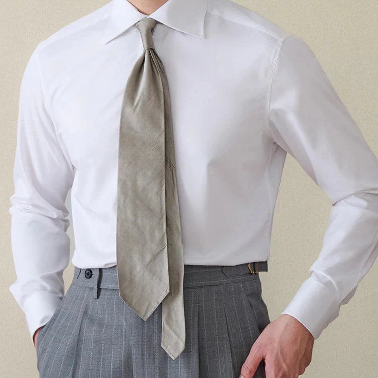 Italian style old money shirt for men with long sleeves, soft cotton material, and elegant vintage design.