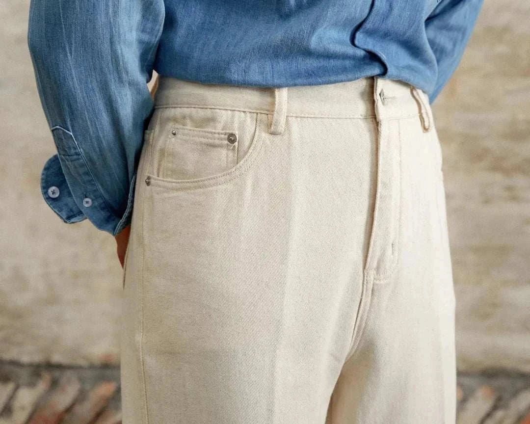 British pure cotton old money pants in luxurious polyester-cotton blend.