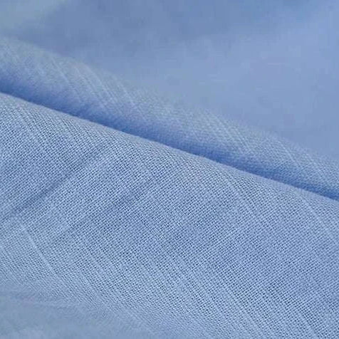 Cotton-linen fabric texture close-up for Antonios long sleeve shirt.