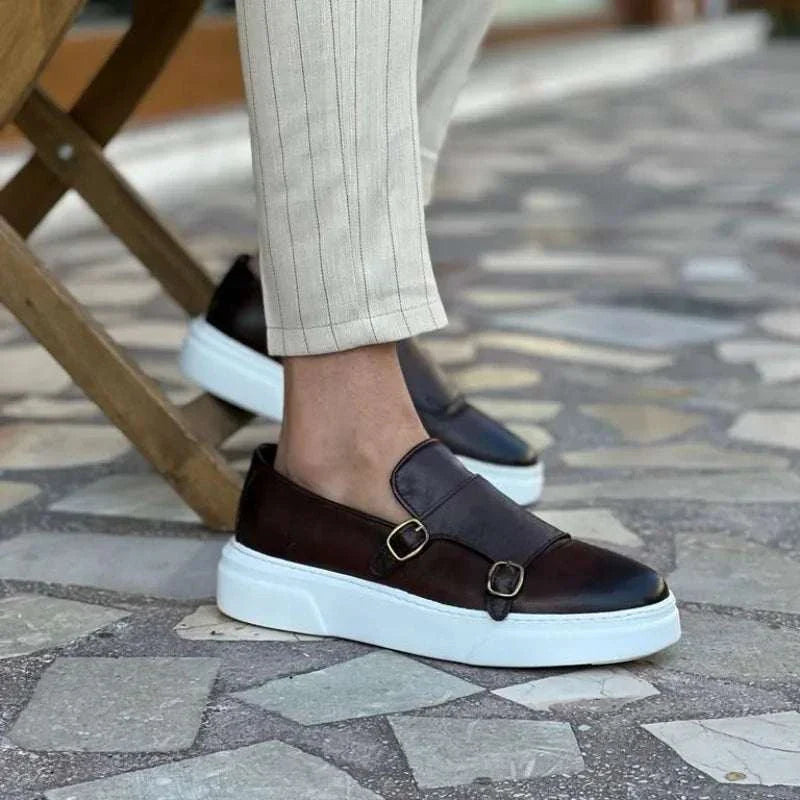 LUXELY lazy loafers, black brown, men's stylish shoes, comfort and breathability.