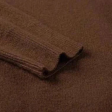 Brown Korean smart casual sweater, wool material, solid pattern, warm design.