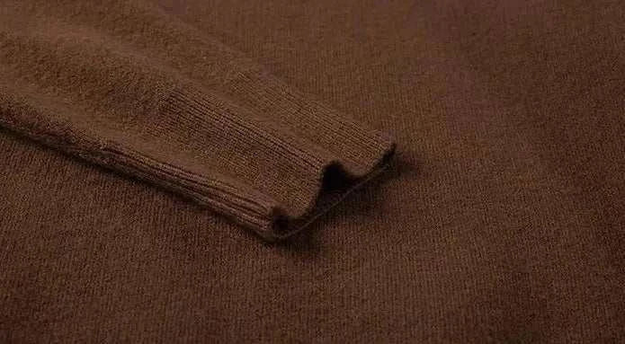 Brown Korean smart casual sweater, wool material, solid pattern, warm design.