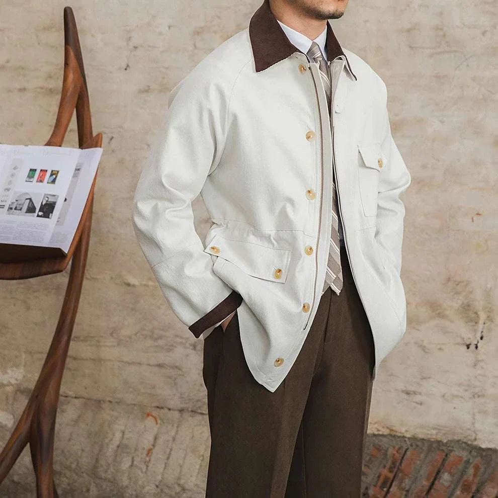 Italian smart casual jacket for men with vintage style, made from high-quality cotton, perfect for autumn and winter.