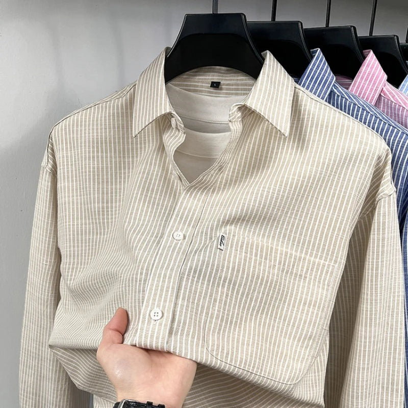 Santorini linen striped shirt