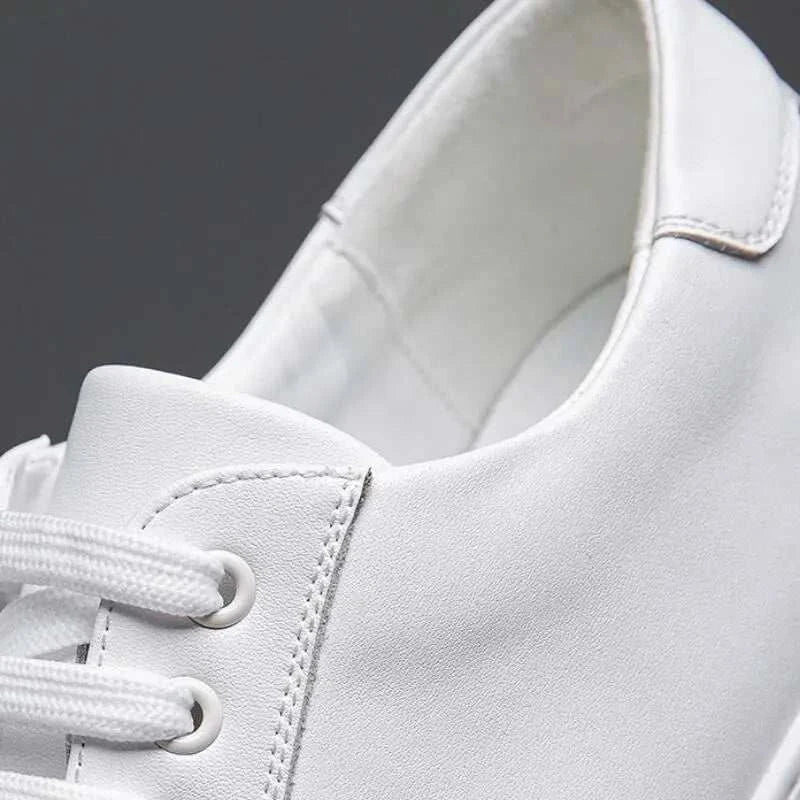 White LUXELY office leather shoes for men, suitable for casual wear.