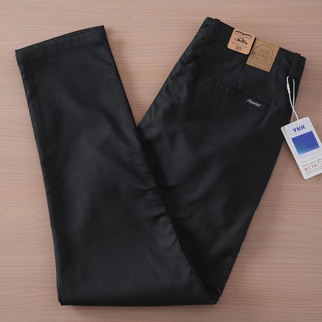 Retro linen elastic casual pants