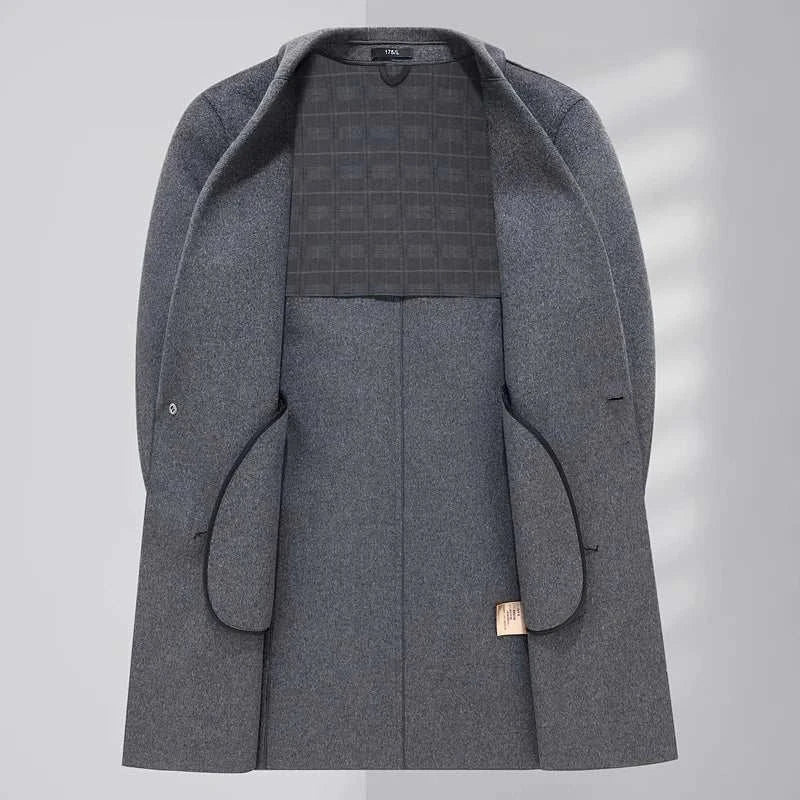 Woolen business long coat for men, high-quality polyester, autumn and winter wear.