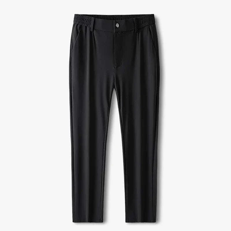 Business chino pants in black with a smart casual style, made from 100% spandex for comfort and flexibility.