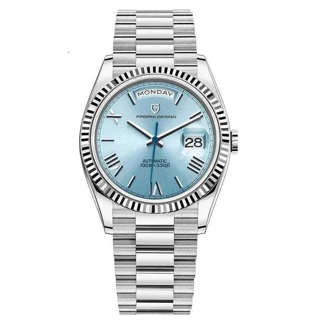 Business stainless steel classic watch with blue dial, elegant design, and durable features.