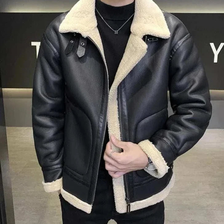 Norway motor jacket, casual polyester men's outerwear, solid pattern.