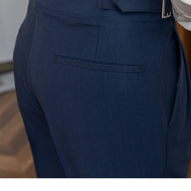 High Waist Business Trousers in navy, showcasing refined tailoring and classic Old Money style.