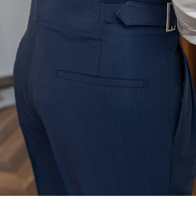 High Waist Business Trousers in navy, showcasing refined tailoring and classic Old Money style.