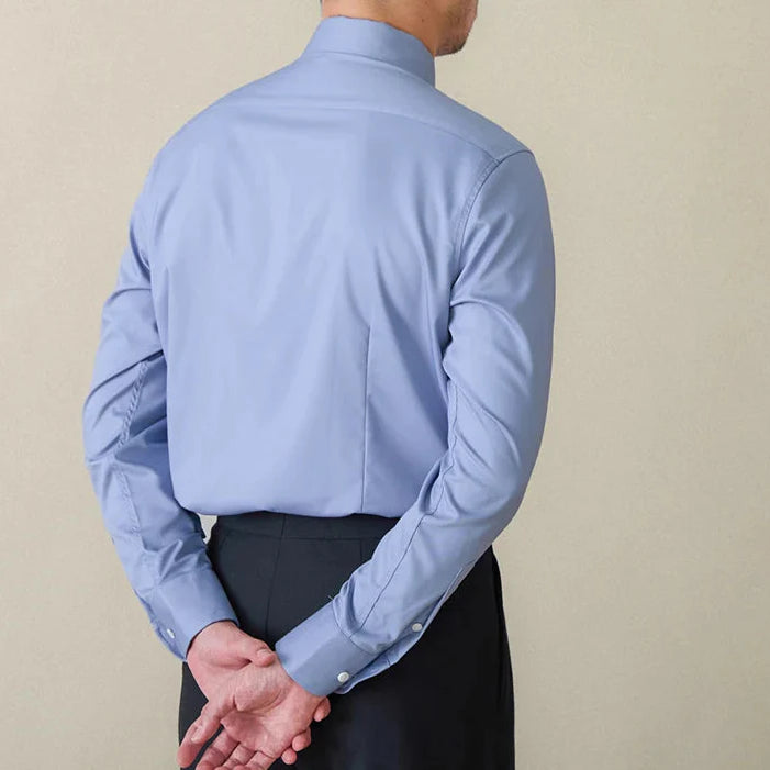 Italian style old money shirt in blue, vintage long sleeve, perfect for men.