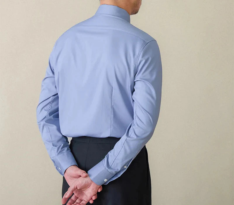 Italian style old money shirt in blue, vintage long sleeve, perfect for men.