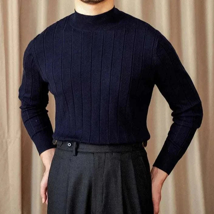 Men's autumn turtleneck premium sweater in wool and acrylic blend.
